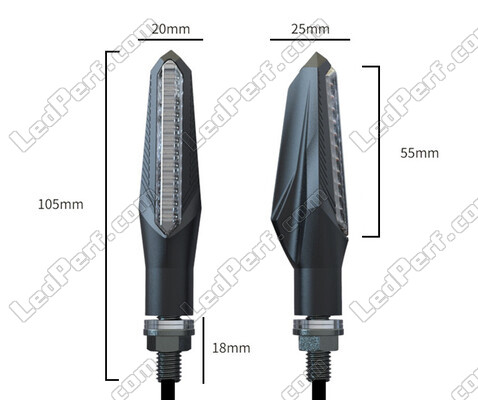 Wymiary dynamicznych kierunkowskazów LED ze Światła do jazdy dziennej dla Yamaha XJR 1300 (MK2)