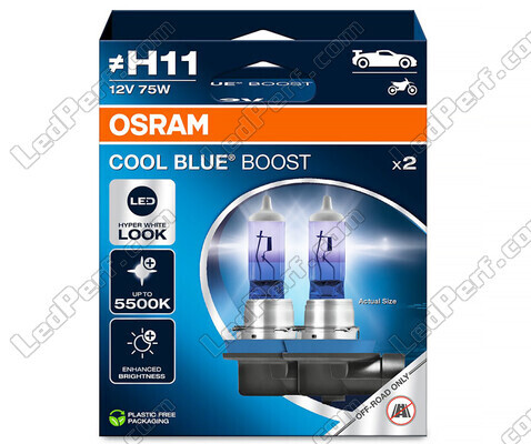 Żarówki H11 Osram Cool Blue Boost 5500K efekt xenon oznaczenie: 62211CBB-2HB w opakowaniu po 2 sztuki